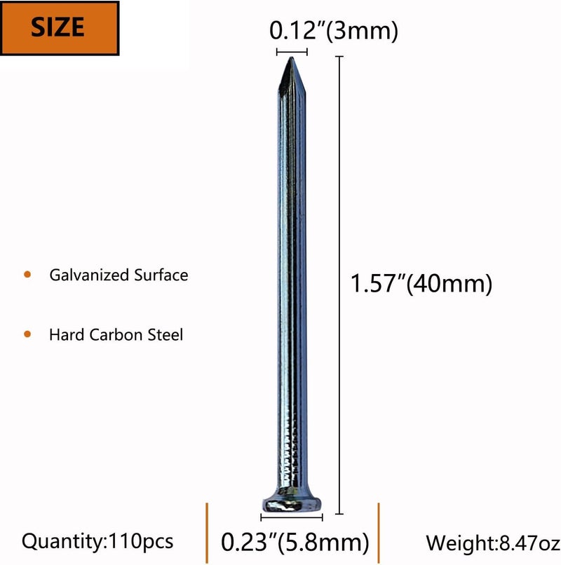 Eloogaa 110pcs 1-1/2inches Wall Nails,Galvanized Hardware Nails,Good Hardness Wall Nails for Hanging Pictures - Image 2